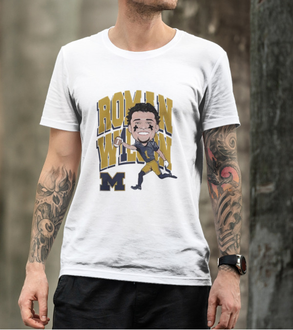 Roman Wilson University Of Michigan Football Caricature Roman Wilson M T-Shirt