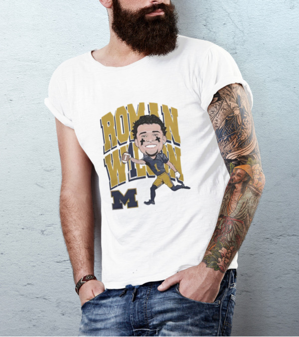 Roman Wilson University Of Michigan Football Caricature Roman Wilson M T-Shirt