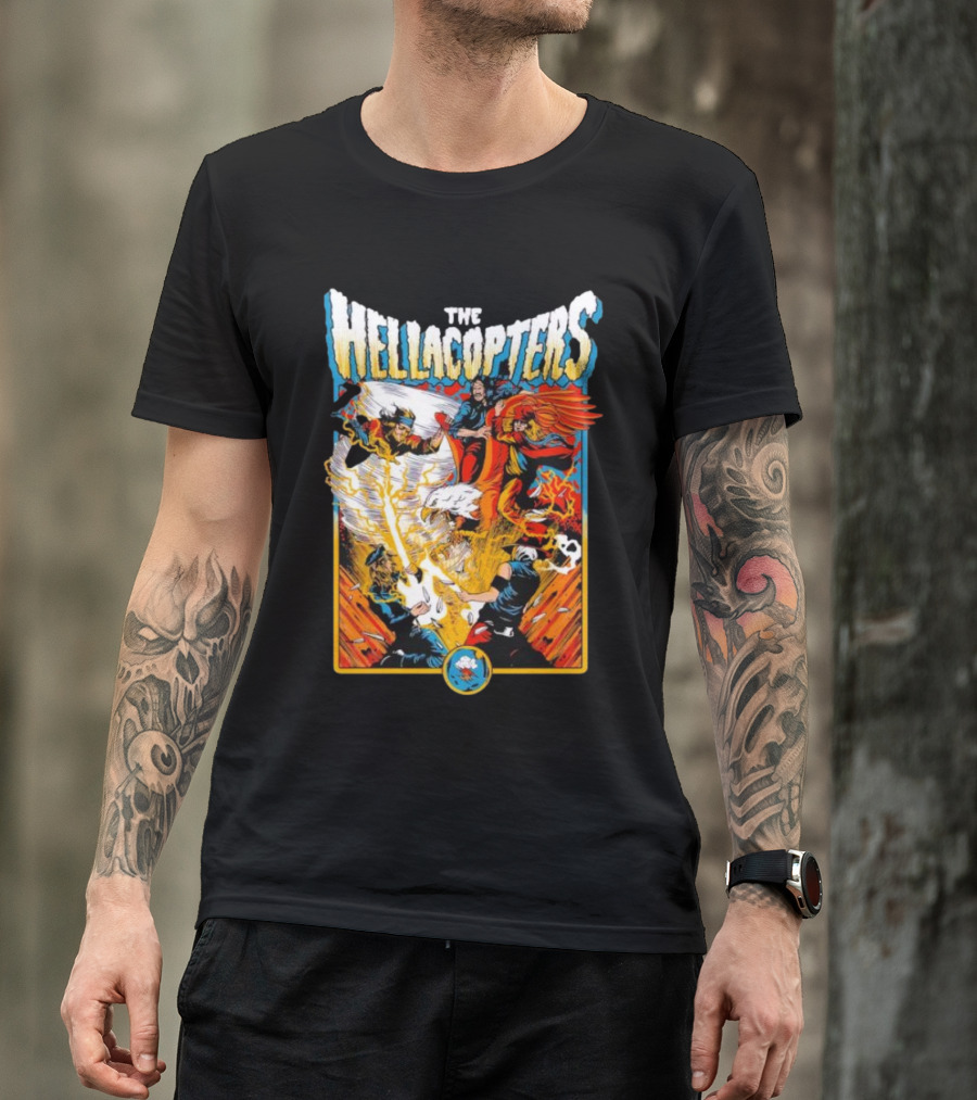 The Hellacopters Superhero Comic Rock Battle Machado T-Shirt