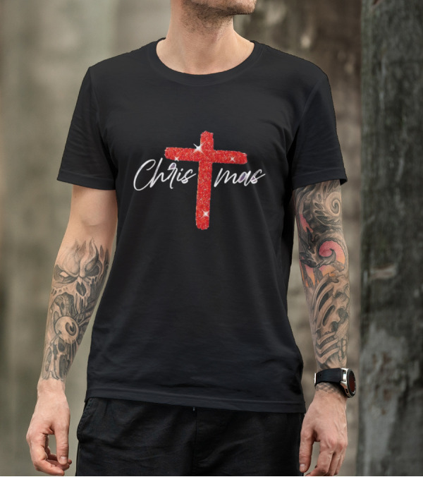 Christmas Crucifix Sparkle T-Shirt
