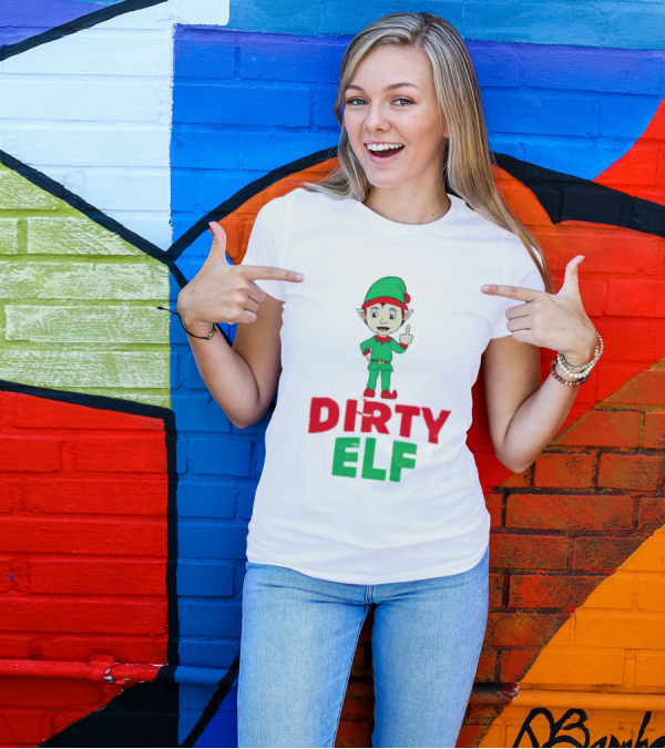 Dirty ELF Christmas Middle Finger T-Shirt