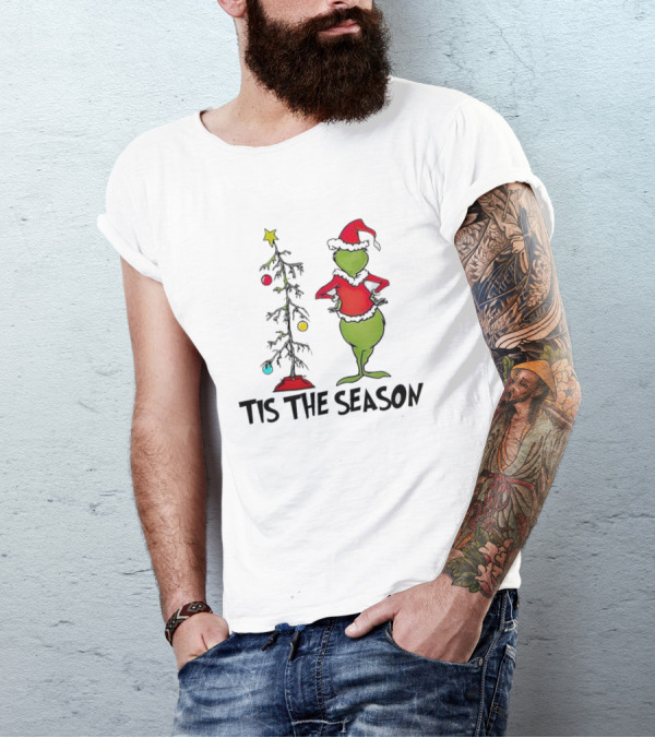 Grinch Tis The Season With Charlie Brown Christmas Tree T-Shirt