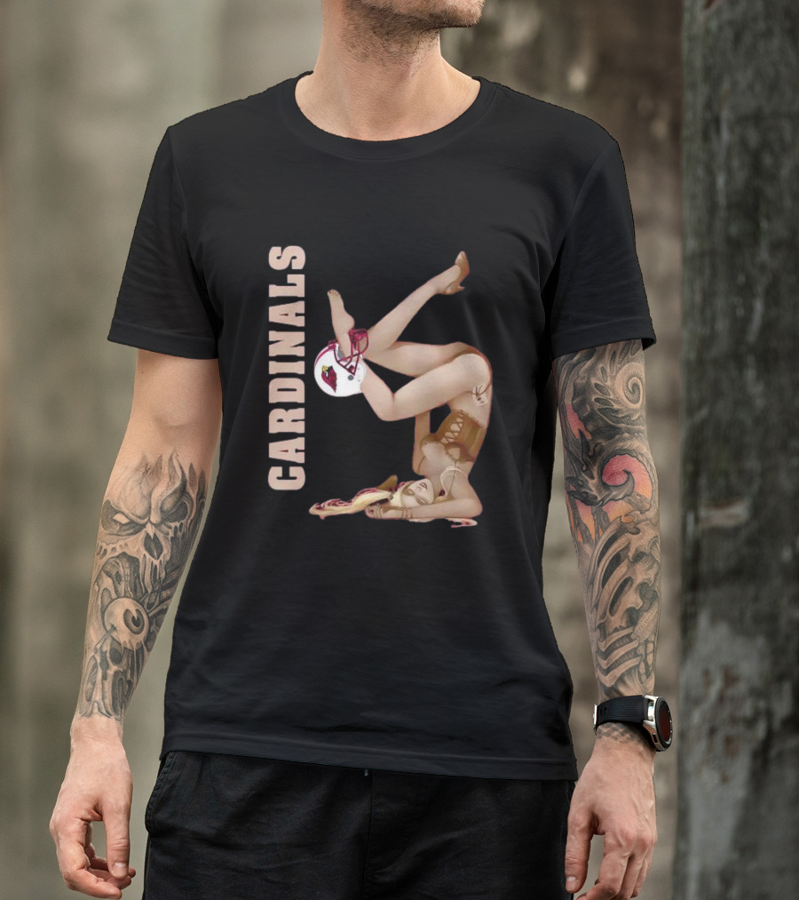 Cardinals Vintage Pin-Up Style Football T-Shirt