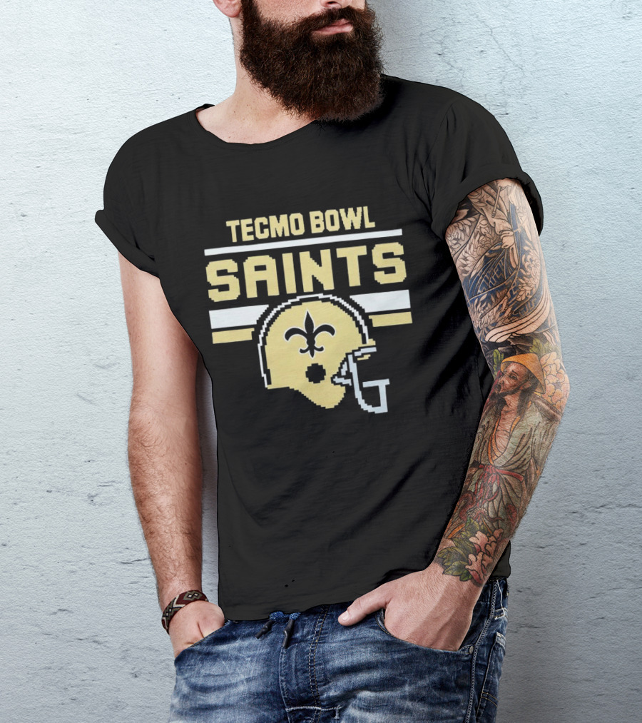 Tecmo Bowl Saints New Orleans Retro Football Helmet T-Shirt