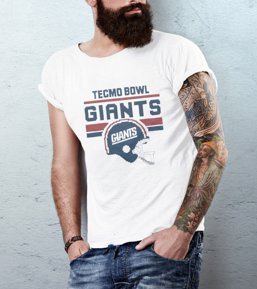 Tecmo Bowl Giants Helmet Retro Pixel T-Shirt