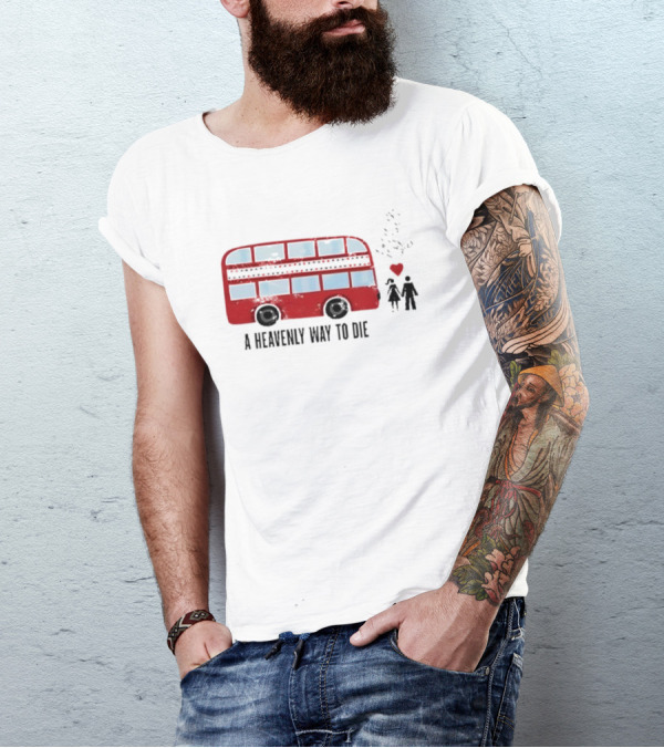 A Heavenly Way To Die Red Double-Decker Bus Couple And Heart T-Shirt