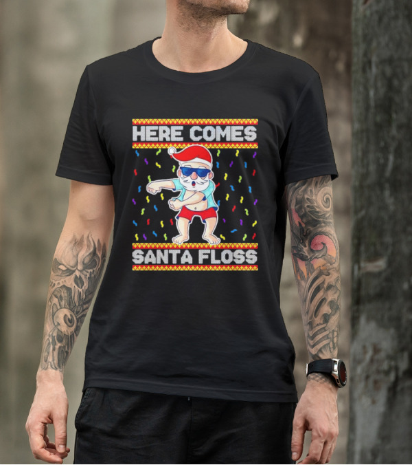 Here Comes Santa Floss Christmas Dance Party T-Shirt