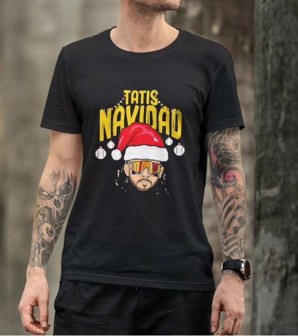 Tatis Navidad Santa Hat Baseball Sunglasses T-Shirt
