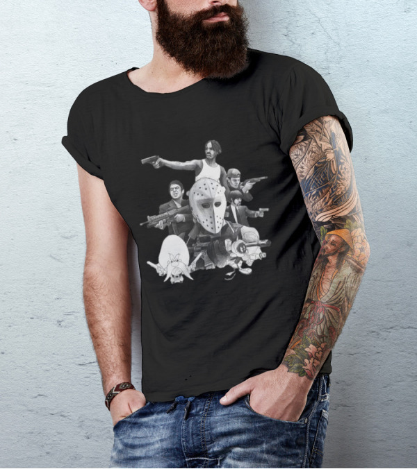 Trust Respect The Shooter Jason Mask Gangsters Anime Characters Gunmen T-Shirt