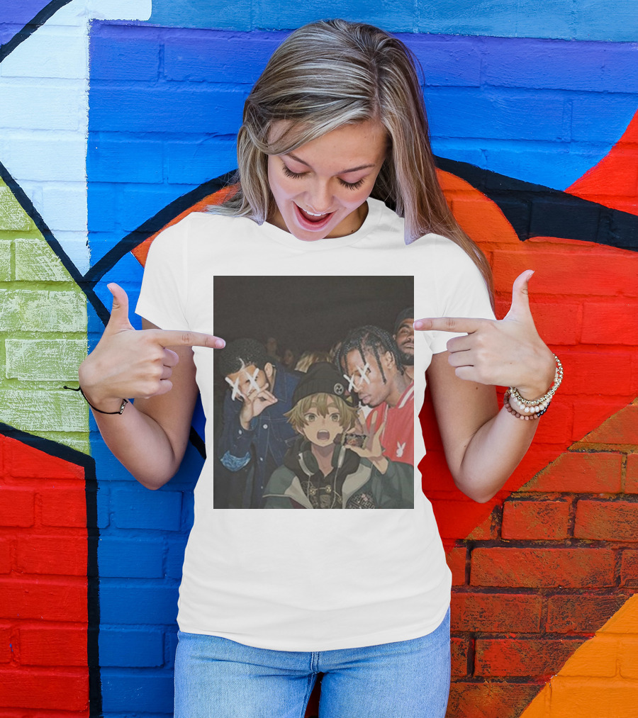 Drake Travis Scott Zenitsu Agatsuma Crossover Demon Slayer Anime T-Shirt