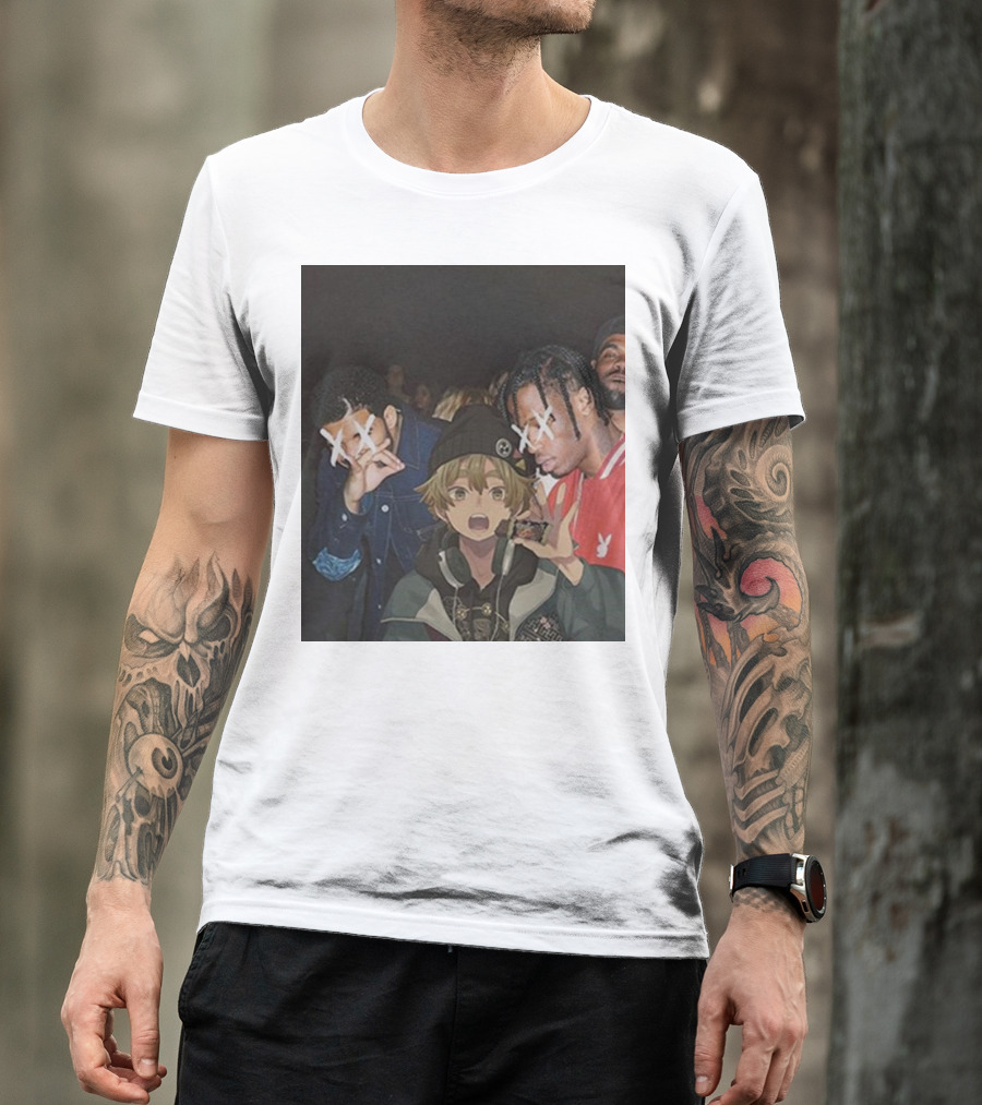 Drake Travis Scott Zenitsu Agatsuma Crossover Demon Slayer Anime T-Shirt