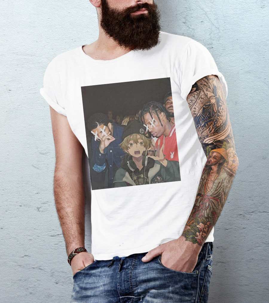Drake Travis Scott Zenitsu Agatsuma Crossover Demon Slayer Anime T-Shirt