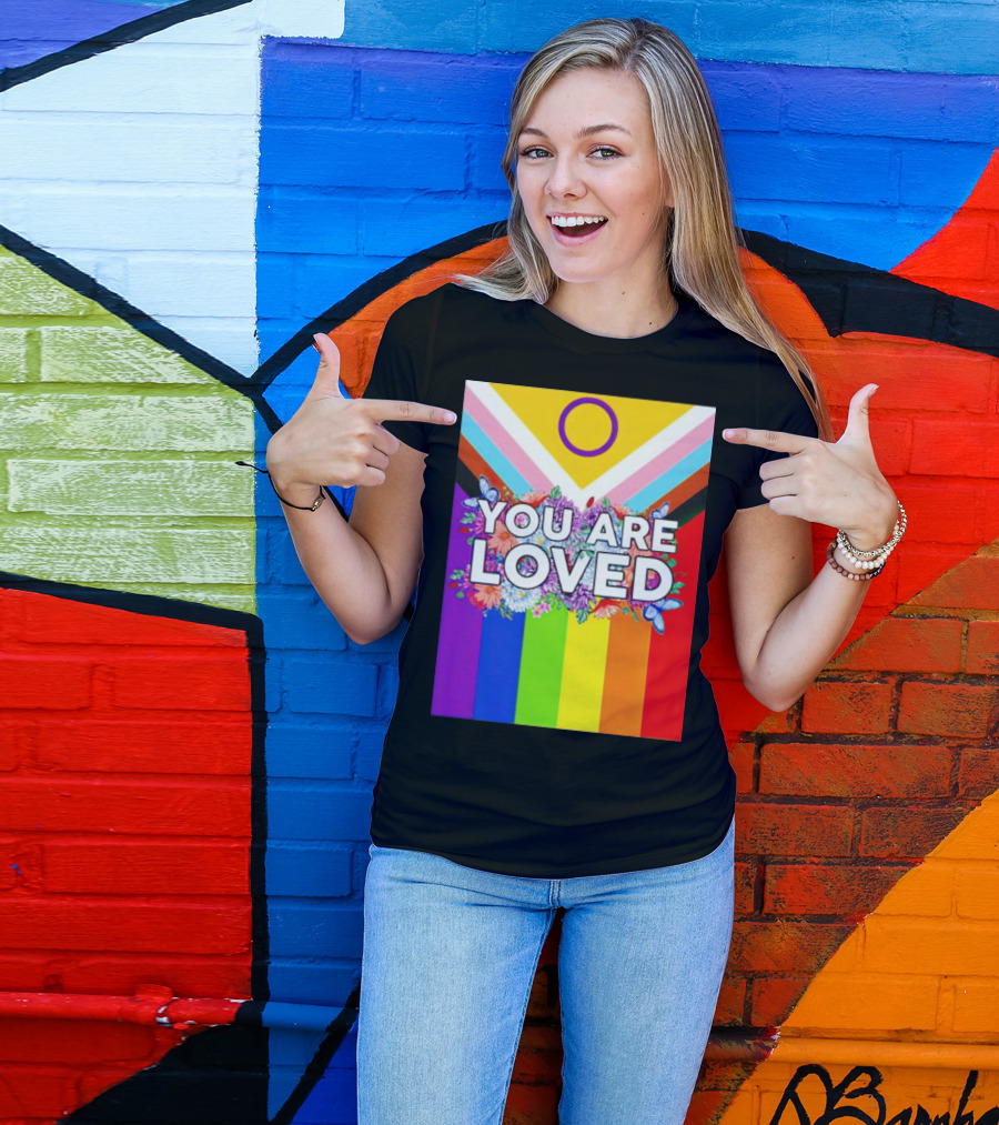 You Are Loved Pride Flag Flowers And Butterflies T-Shirt