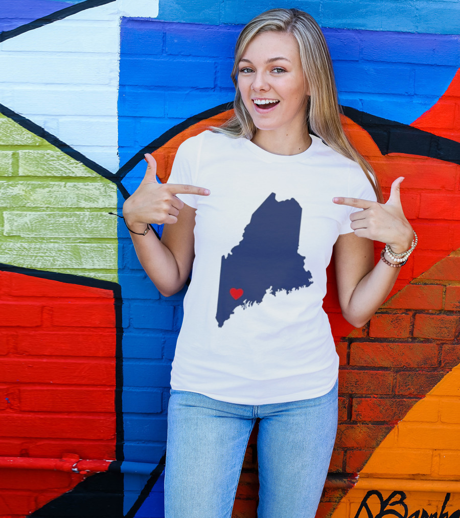Lewiston Strong Heart Map Maine T-Shirt