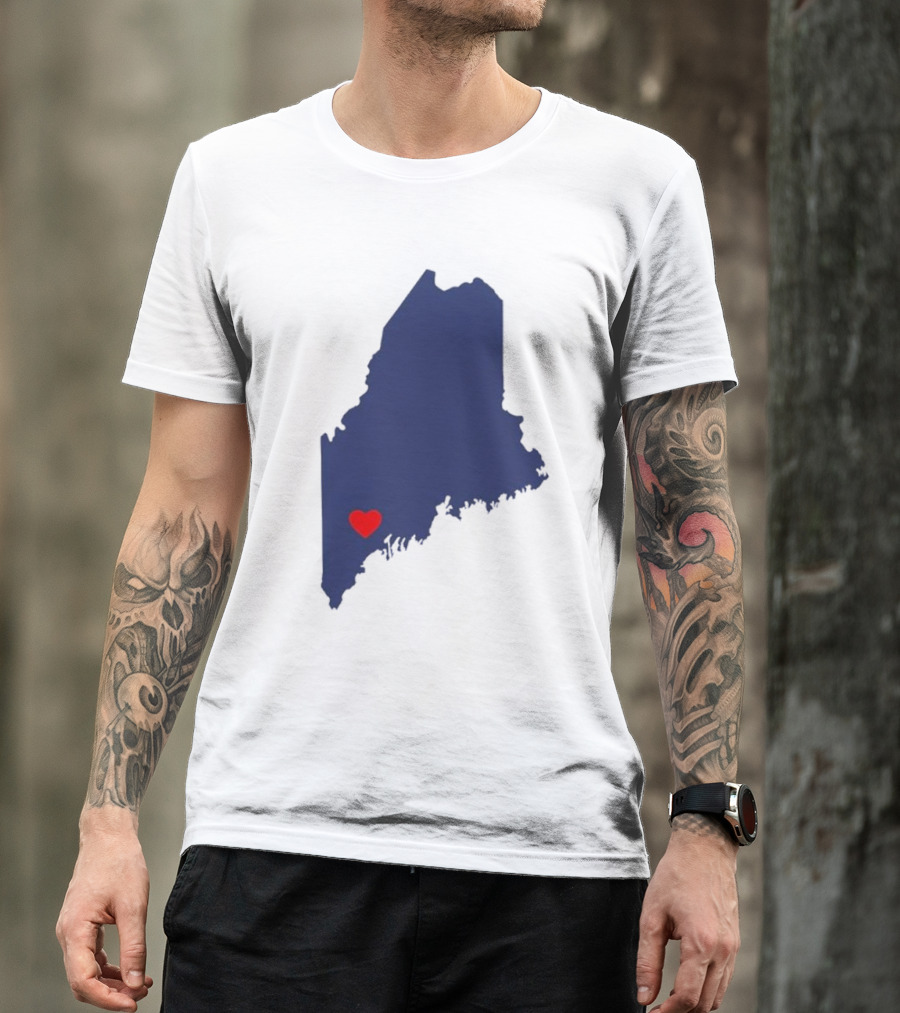 Lewiston Strong Heart Map Maine T-Shirt