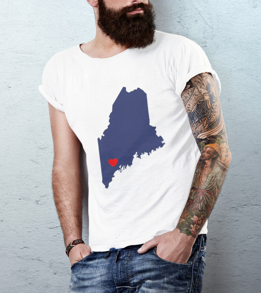 Lewiston Strong Heart Map Maine T-Shirt