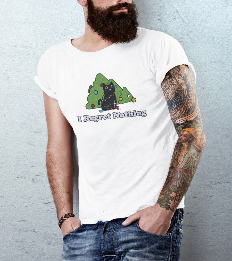 I Regret Nothing Black Cat Christmas Trees T-Shirt