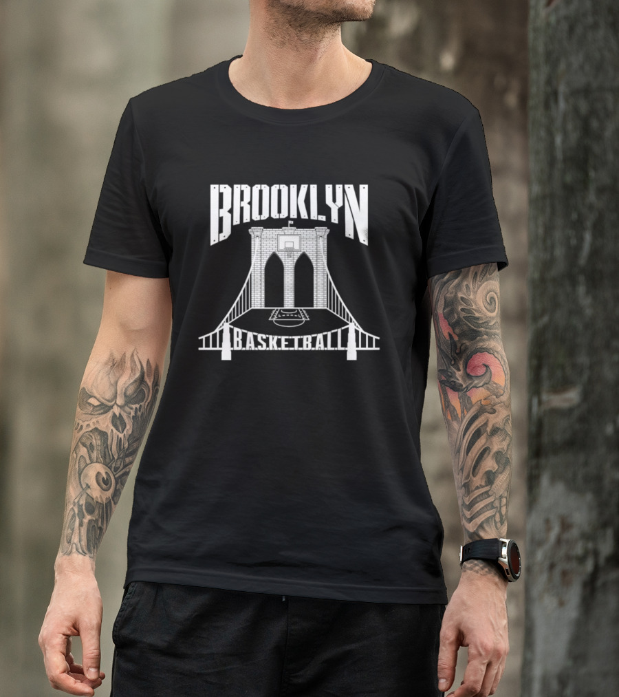 Brooklyn Bridge Basketball Court With Hoops T-Shirt