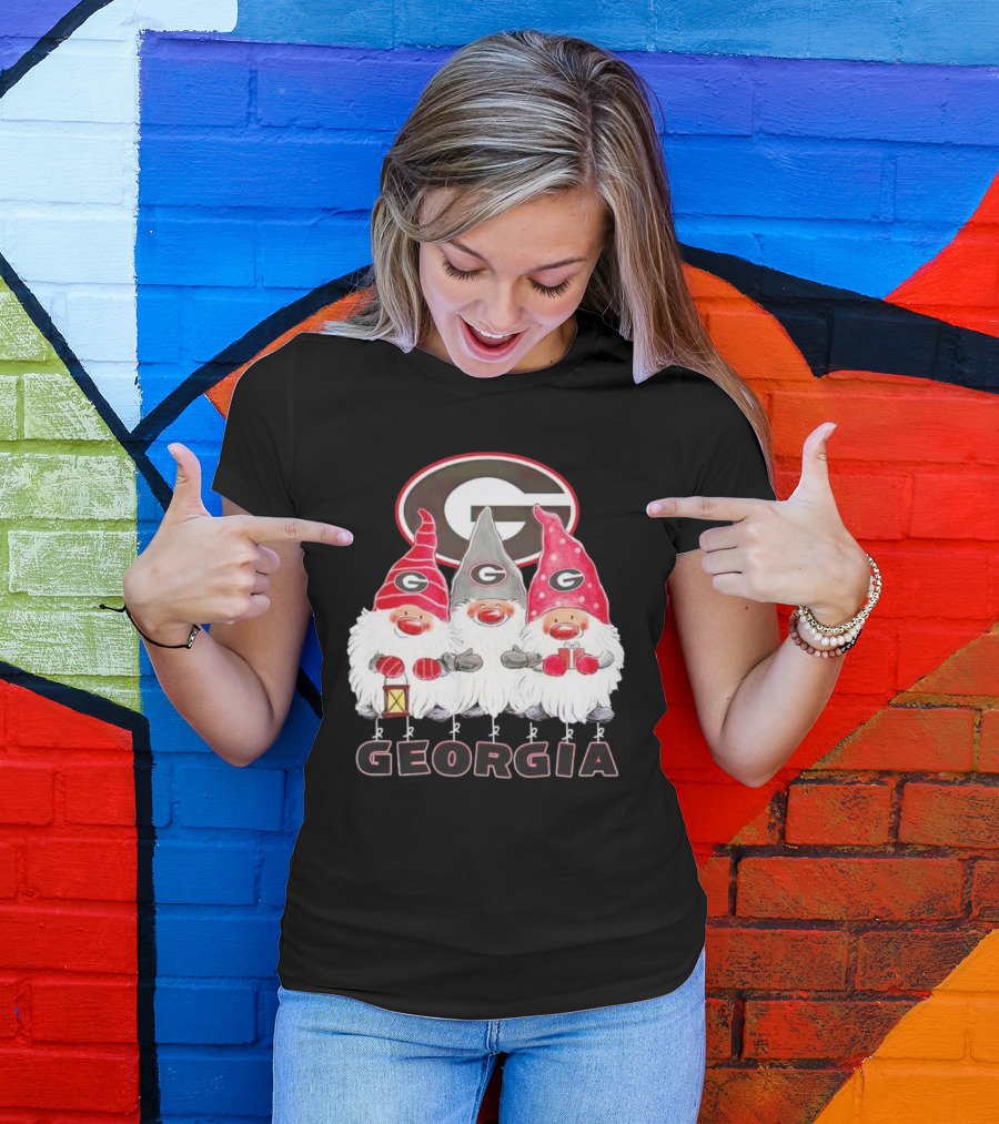 Georgia Bulldogs Christmas Gnome Trio T-Shirt