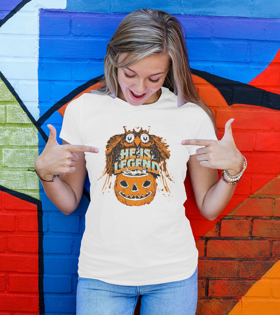 HE IS LEGEND Pumpkin Owl Halloween T-Shirt