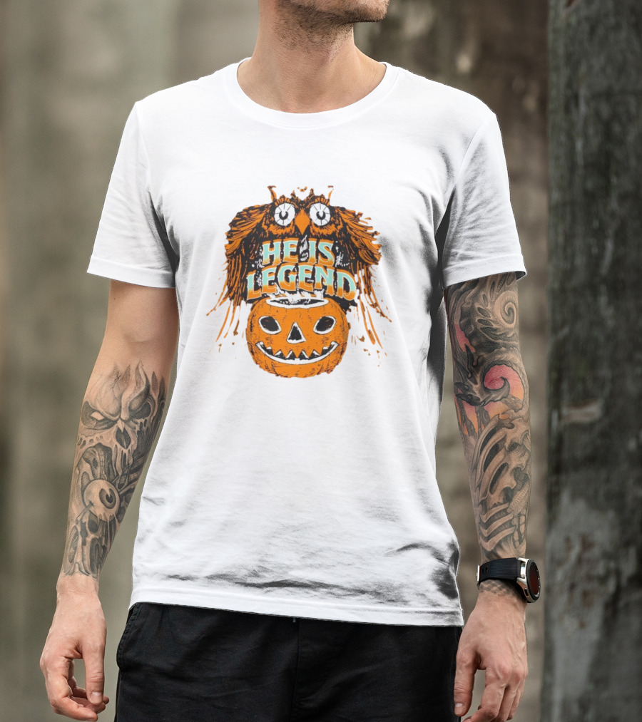 HE IS LEGEND Pumpkin Owl Halloween T-Shirt