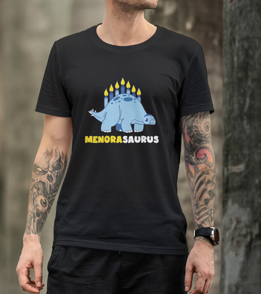 MENORASAURUS Hanukkah Dinosaur Candles T-Shirt