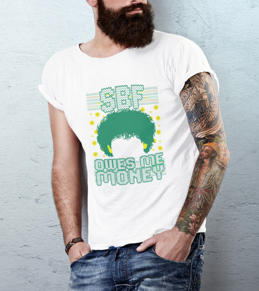 SBF Owes Me Money Christmas Sweater Style Green Hair Pixels T-Shirt
