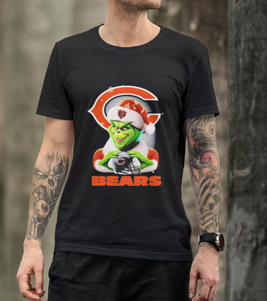 Grinch Chicago Bears Christmas Football Fan T-Shirt