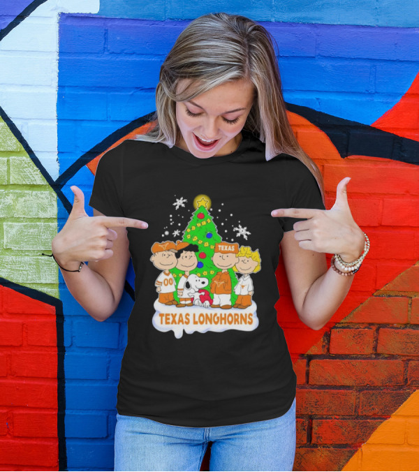 Peanuts Characters Texas Longhorns Christmas Tree T-Shirt