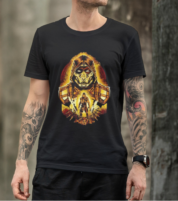 Mortal Kombat Scorpion Battle Stance Fiery Warrior T-Shirt