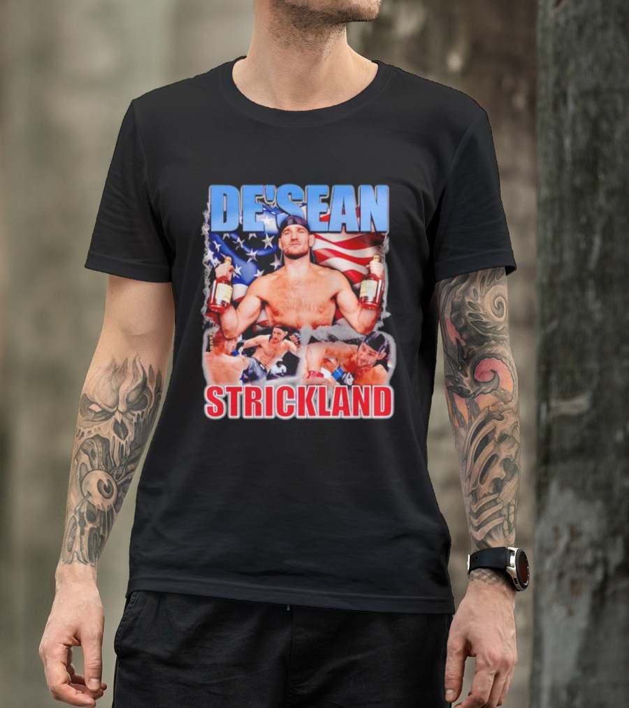 DE’SEAN STRICKLAND American Flag Boxing T-Shirt