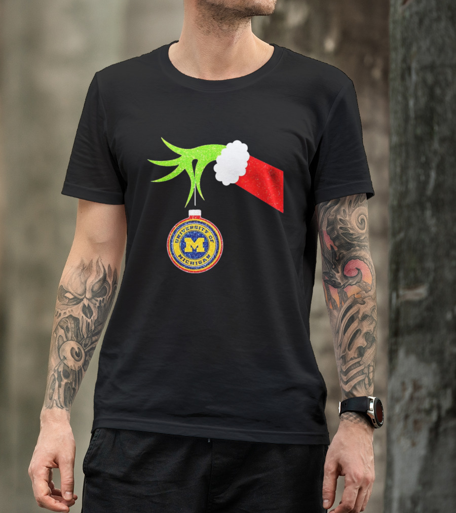 University Of Michigan Christmas Grinch Hand T-Shirt