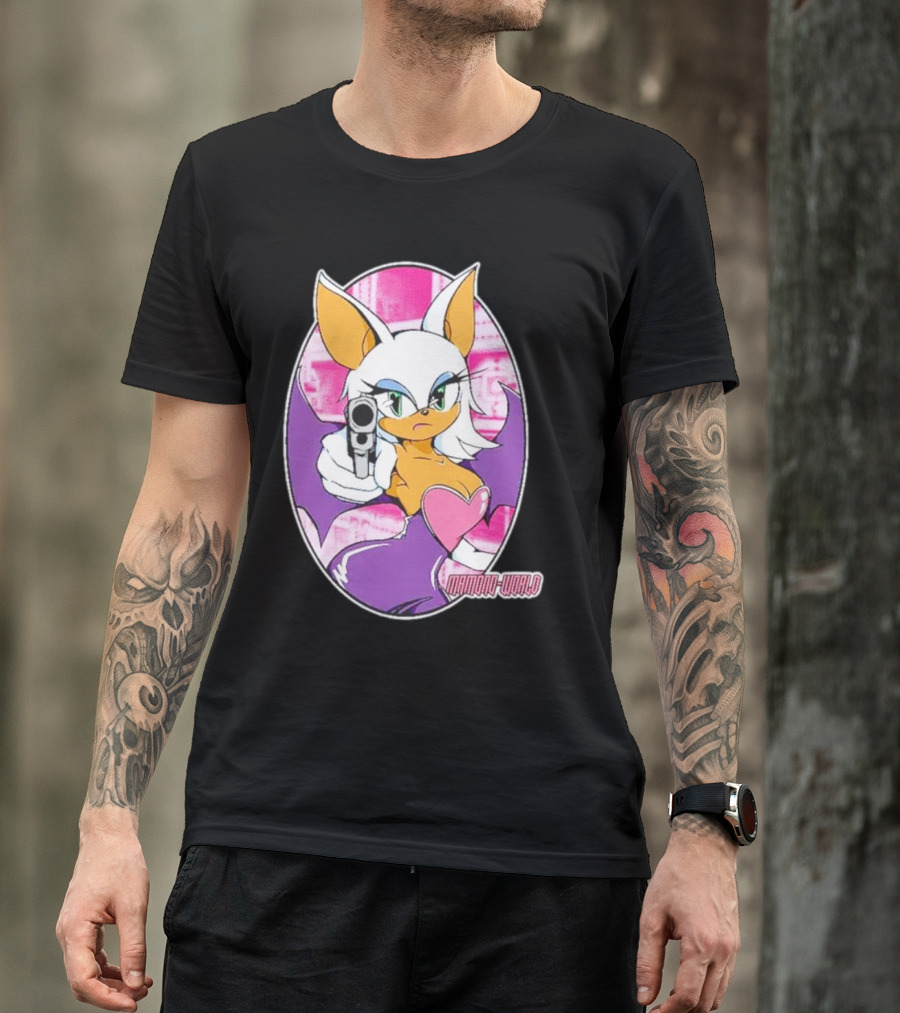 Mamono World Character With Gun And Heart T-Shirt