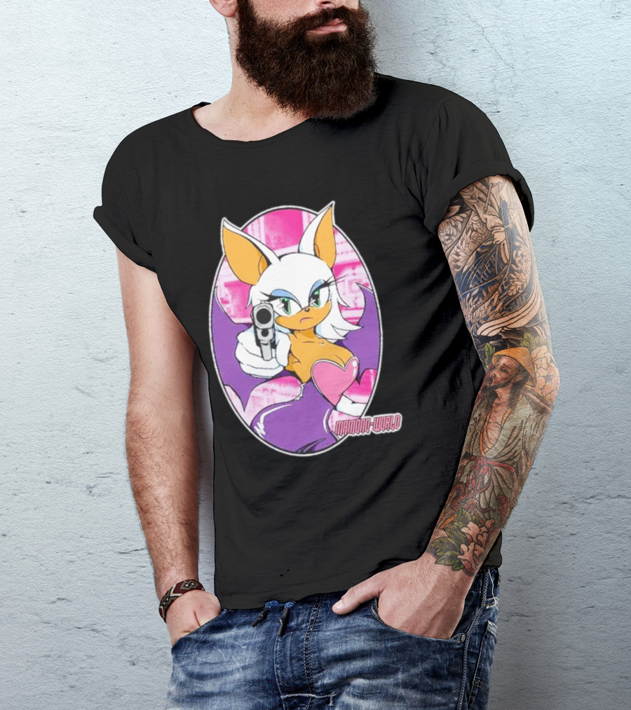 Mamono World Character With Gun And Heart T-Shirt