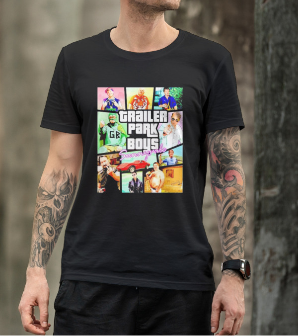 Trailer Park Boys Sunnyvale Collage Of Characters And Car In Vibrant Colors T-Shirt