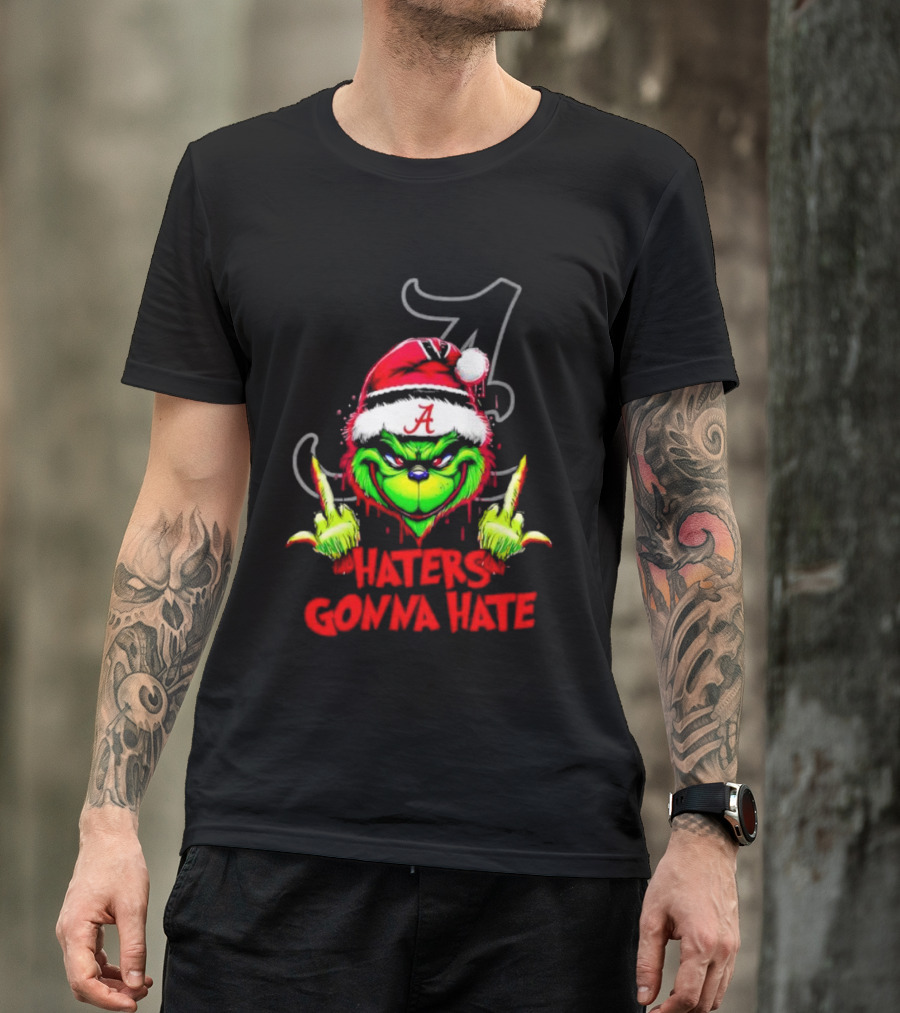 Alabama Crimson Tide Grinch Haters Gonna Hate Middle Finger T-Shirt