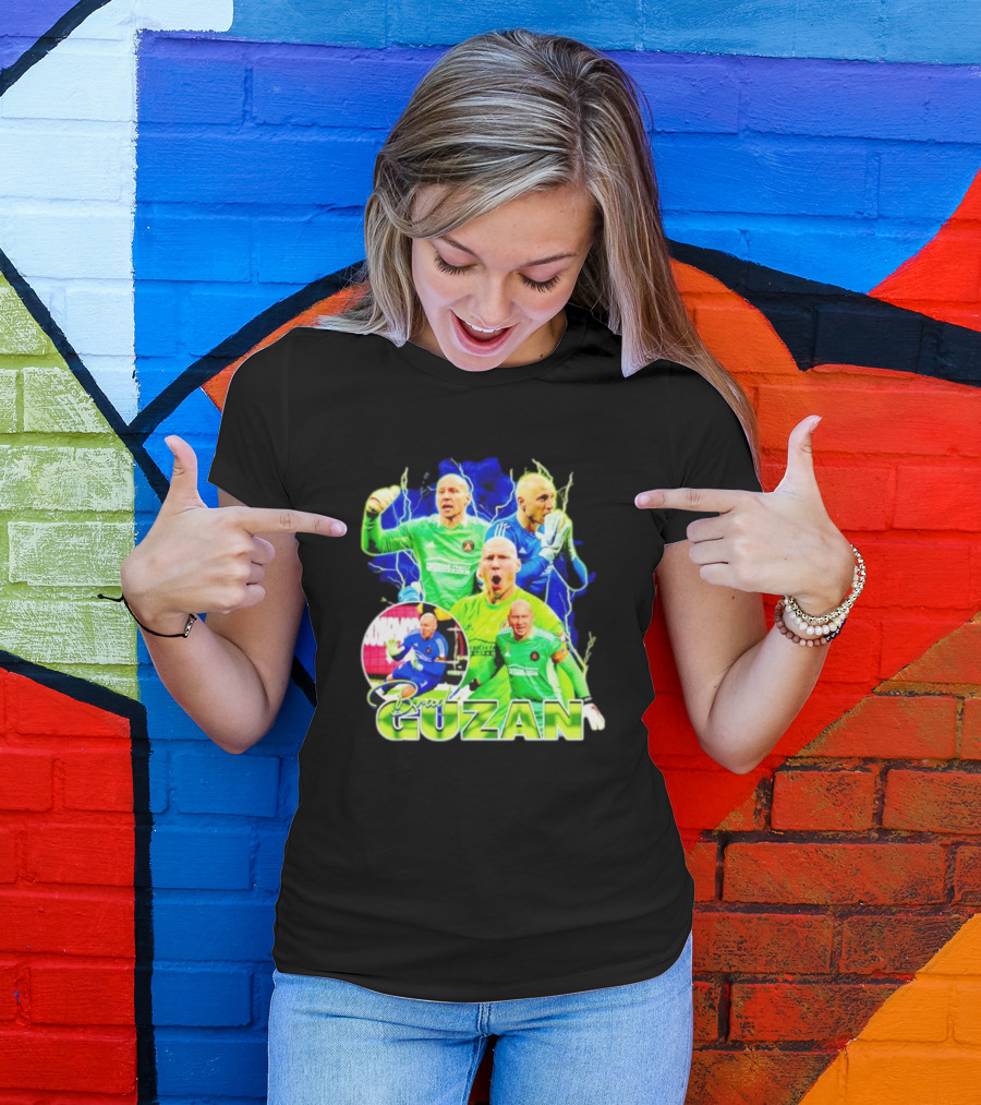 Brad Guzan Atlanta United Green And Blue Lightning Soccer Montage T-Shirt