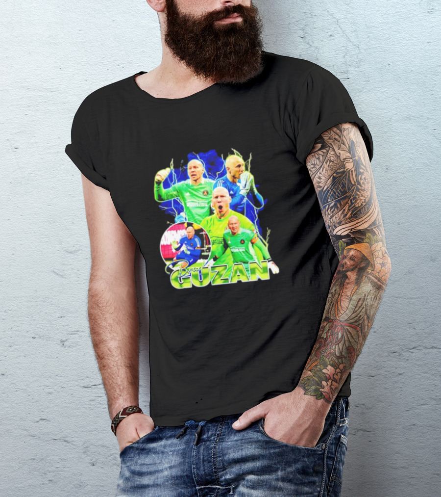 Brad Guzan Atlanta United Green And Blue Lightning Soccer Montage T-Shirt