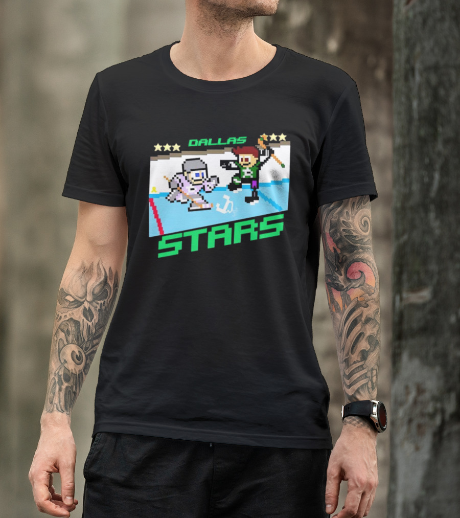 Dallas Stars Hockey Fights Cancer Pixel Art Jayden T-Shirt
