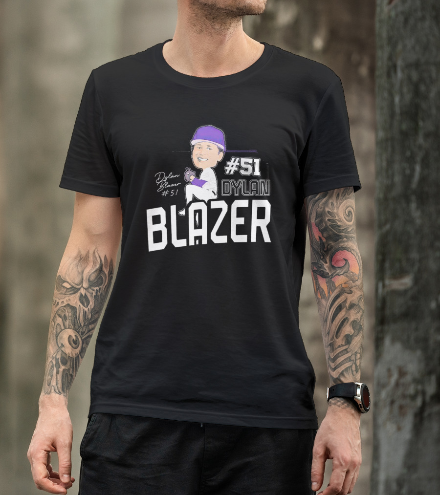 Dylan Blazer #51 Caricature Signature Baseball T-Shirt