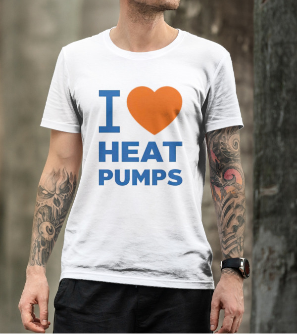 I Heart Heat Pumps Bold Blue Orange T-Shirt