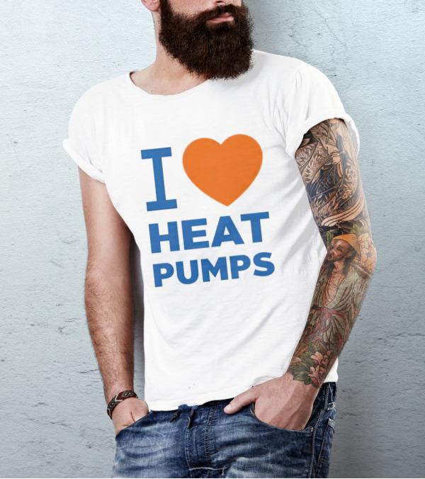 I Heart Heat Pumps Bold Blue Orange T-Shirt