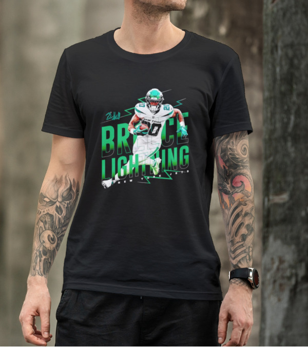 Breece Lightning New York Jets Signature Football T-Shirt