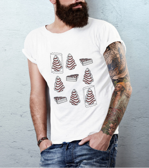 Christmas Tree Cakes Snack Pattern Christmas Holiday T-Shirt