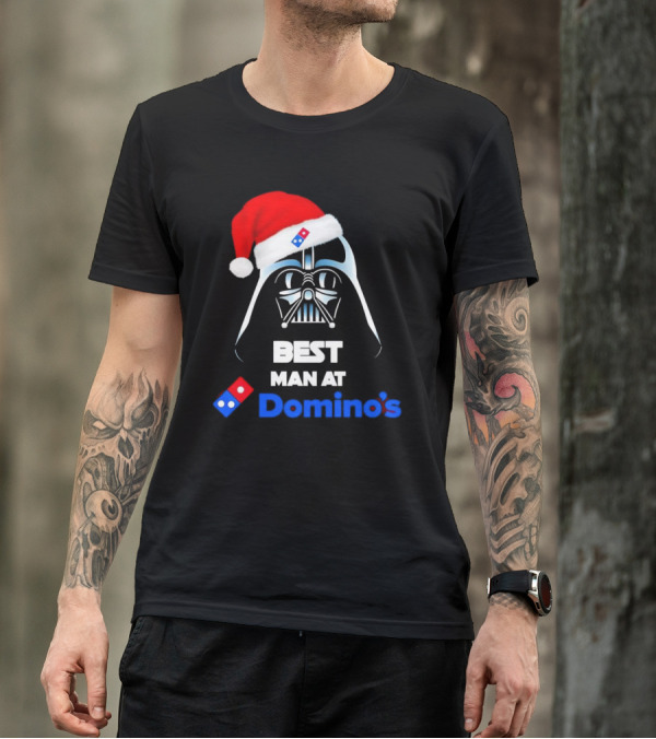 Darth Vader Santa Hat With Best Man At Domino's Christmas T-Shirt