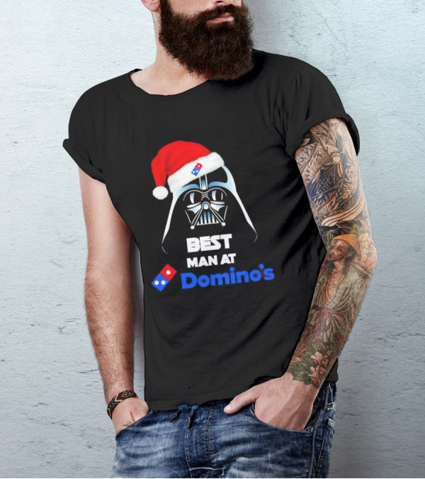 Darth Vader Santa Hat With Best Man At Domino's Christmas T-Shirt