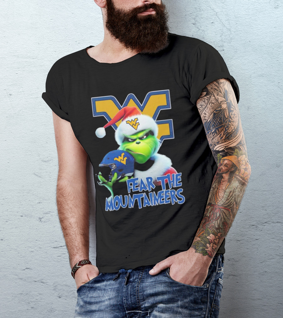 Grinch Fear The Mountaineers West Virginia Christmas Holiday T-Shirt