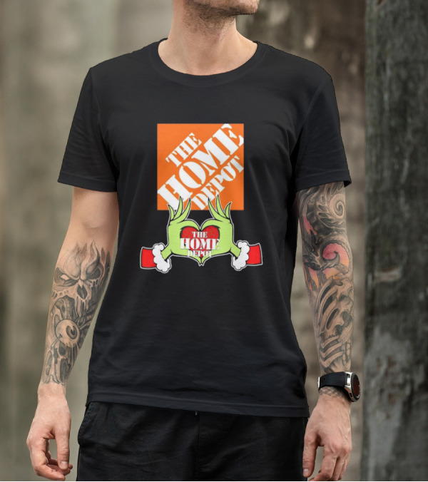 The Home Depot Christmas Grinch Green Hands Heart T-Shirt
