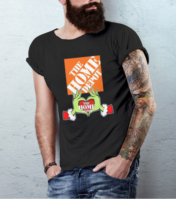 The Home Depot Christmas Grinch Green Hands Heart T-Shirt