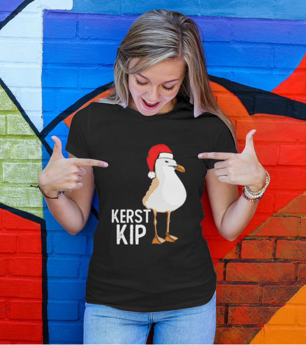 Kerst Kip Santa Hat Christmas Bird T-Shirt